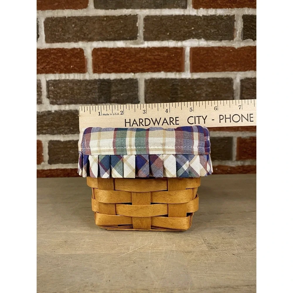 Longaberger Teaspoon Basket Set Plaid Liner & Protector 2000